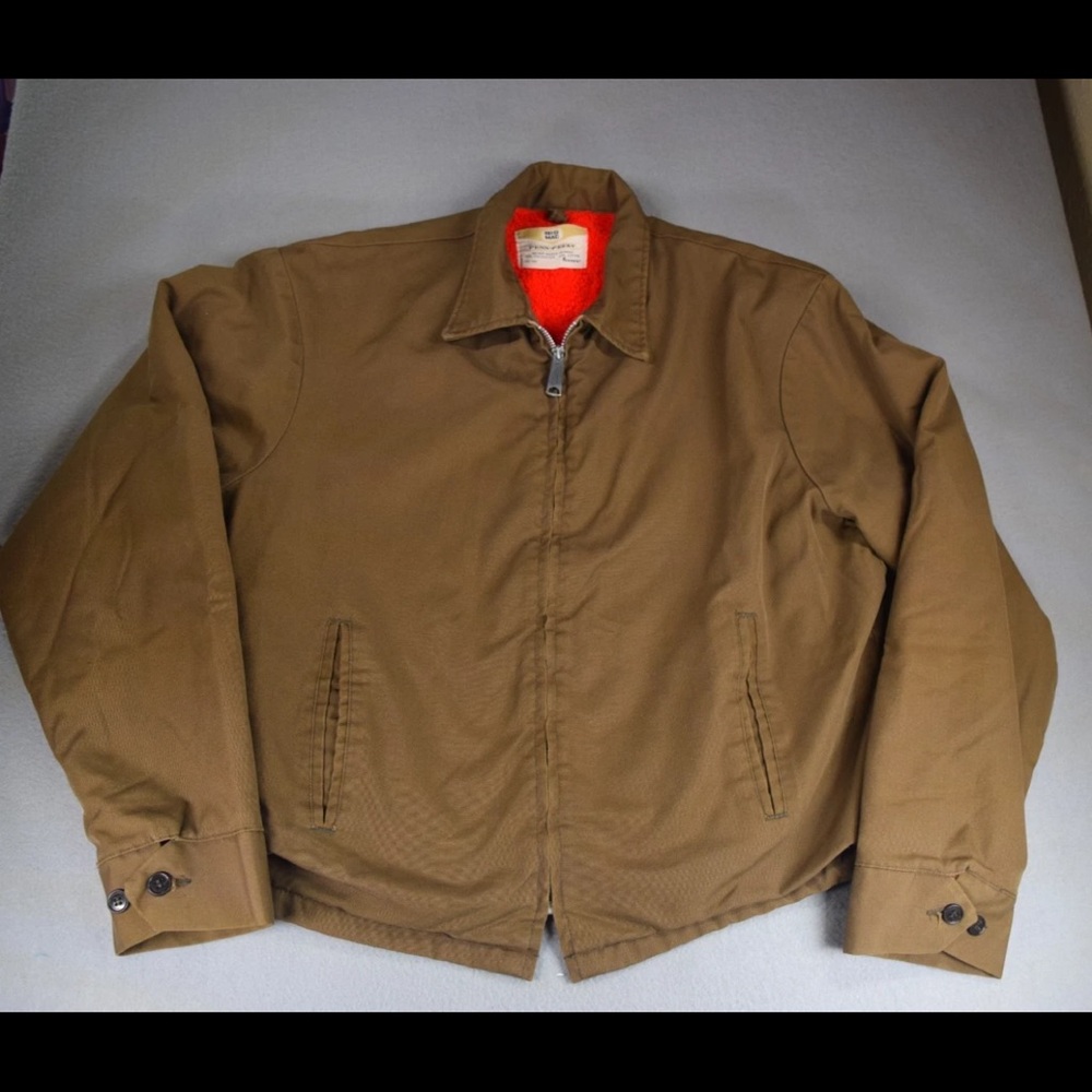 Vintage Penneys Big Mac 60s Penn-Prest Brown Fleece Lined Talon Full Zip